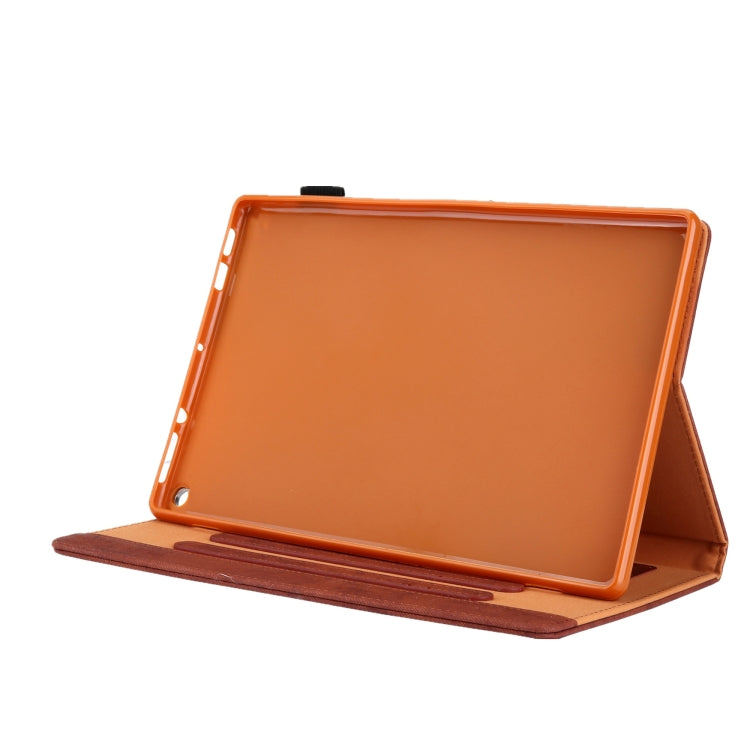 For Amazon Fire Max 11 2023 Cloth Texture Leather Smart Tablet Case(Brown)