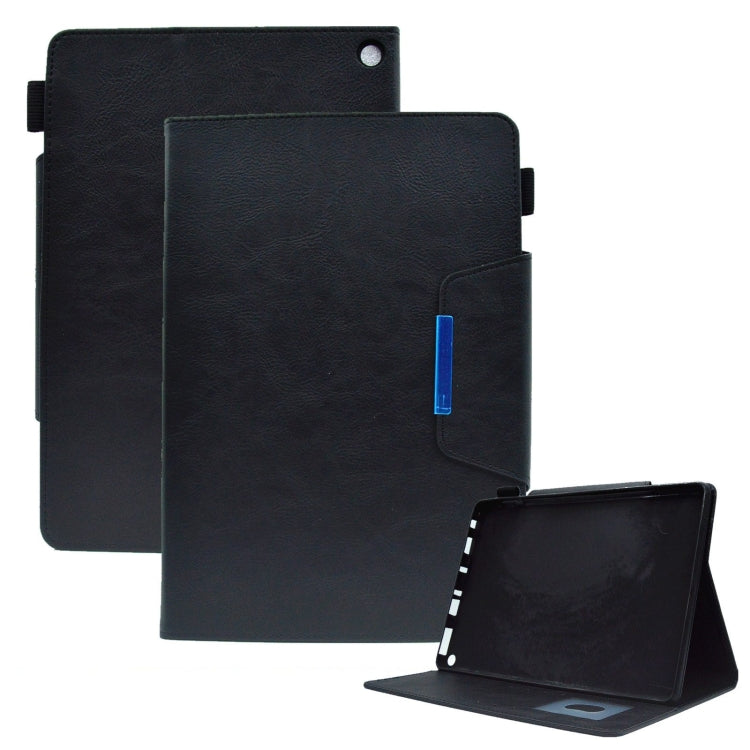 For Amazon Fire Max 11 2023 Suede Cross Texture Magnetic Clasp Leather Tablet Case(Black)