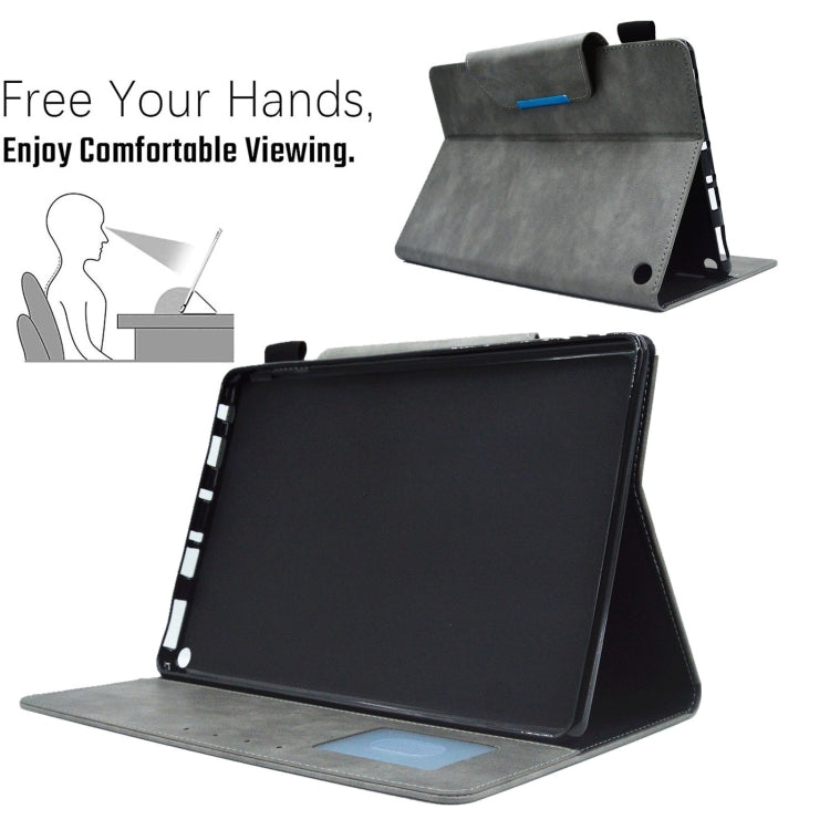For Amazon Fire Max 11 2023 Suede Cross Texture Magnetic Clasp Leather Tablet Case(Grey)