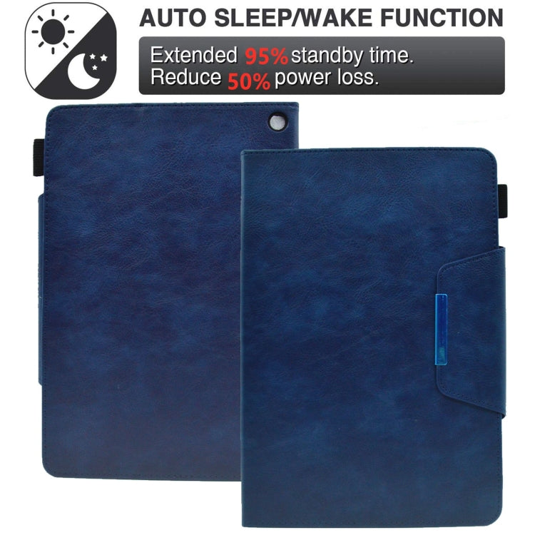 For Amazon Fire Max 11 2023 Suede Cross Texture Magnetic Clasp Leather Tablet Case(Blue)
