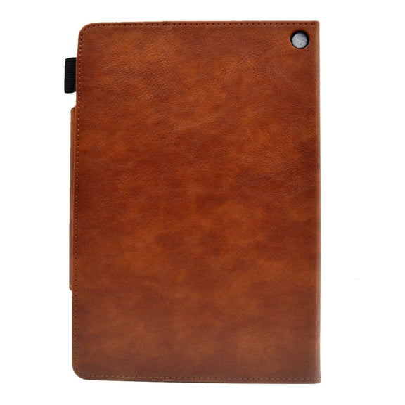 For Amazon Fire Max 11 2023 Suede Cross Texture Magnetic Clasp Leather Tablet Case(Brown)