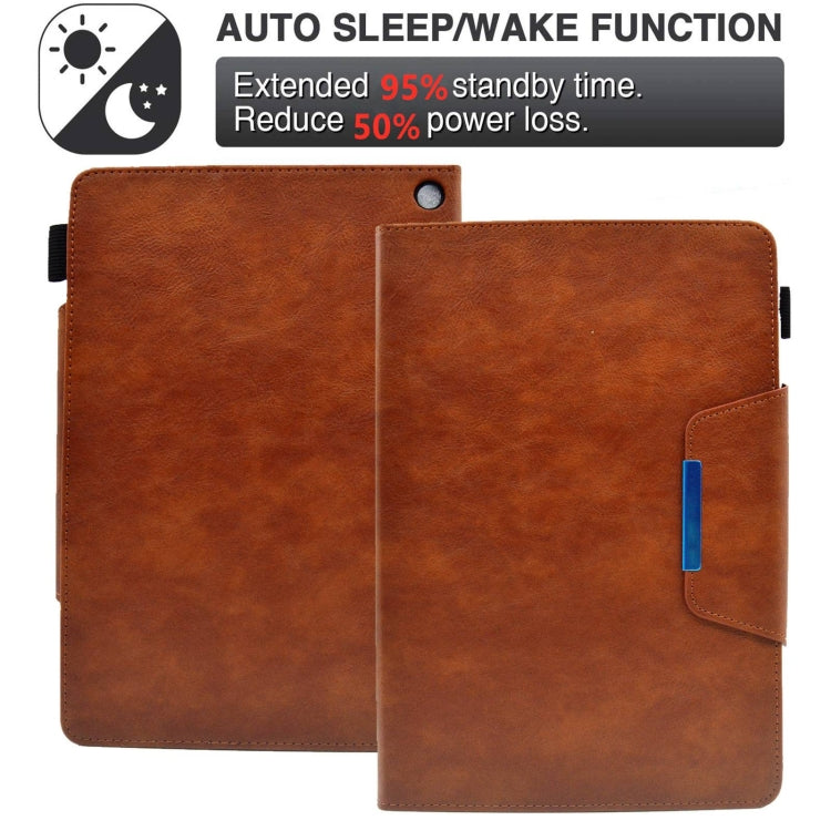 For Amazon Fire Max 11 2023 Suede Cross Texture Magnetic Clasp Leather Tablet Case(Brown)