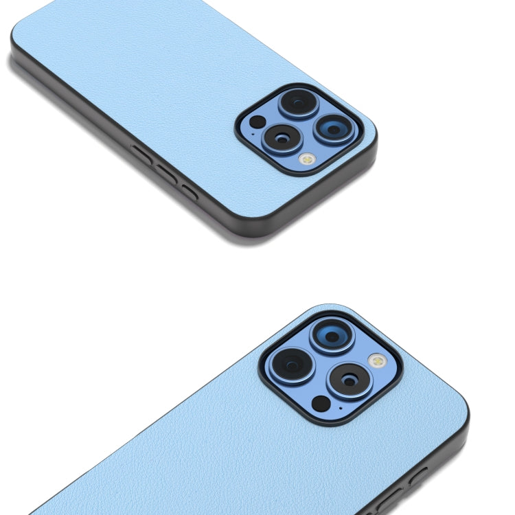 For iPhone 16 Pro ABEEL Genuine Leather Wave Black Edge Phone Case(Blue)