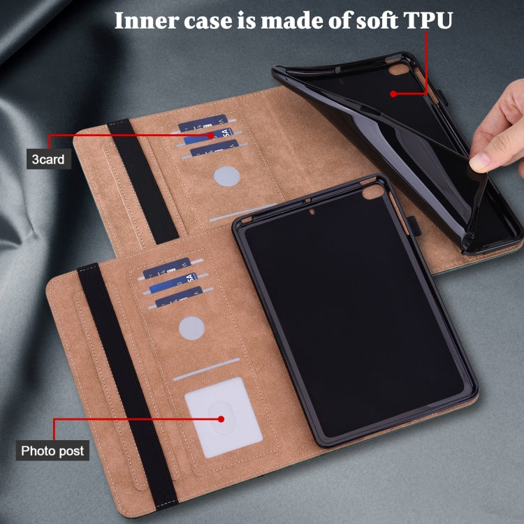 For Amazon Fire Max 11 Embossed Striped Leather Tablet Case(Green)