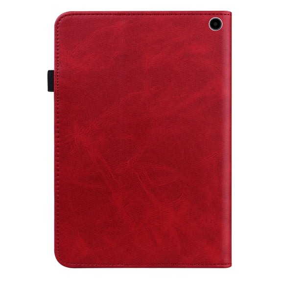 For Amazon Fire Max 11 Embossed Striped Leather Tablet Case(Red)
