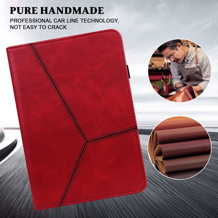 For Amazon Fire Max 11 Embossed Striped Leather Tablet Case(Red)