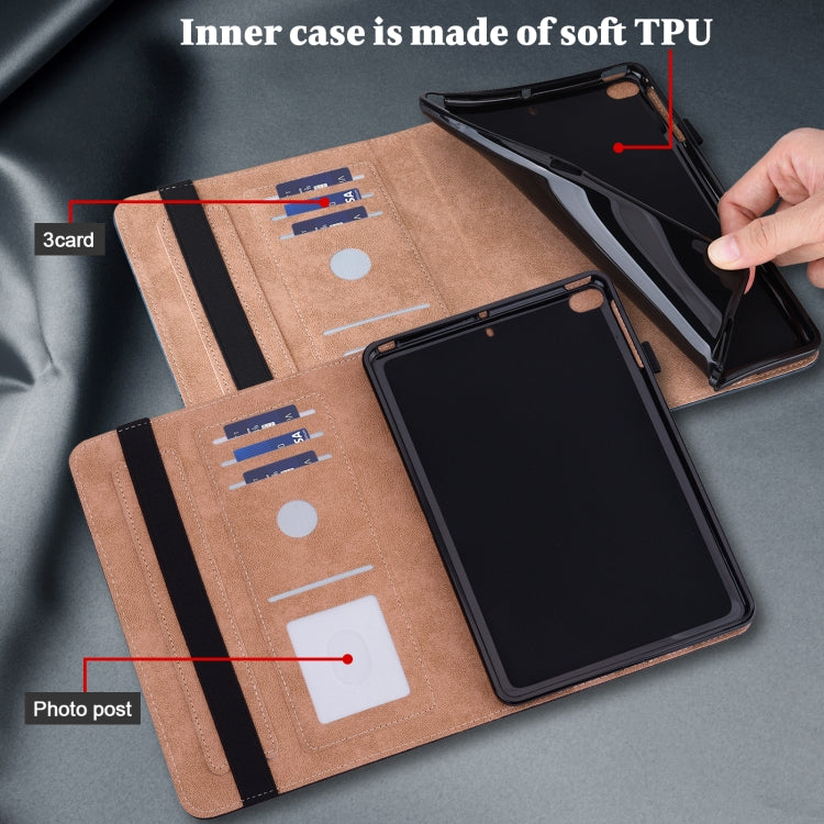 For Amazon Fire Max 11 Embossed Striped Leather Tablet Case(Blue)
