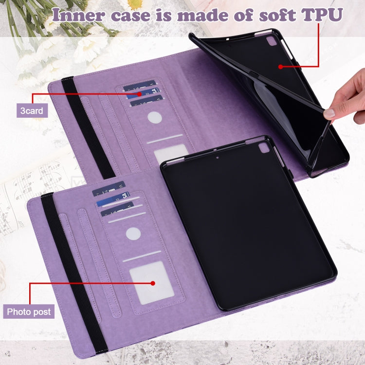 For Amazon Fire Max 11 Tree & Deer Embossed Leather Tablet Case(Purple)