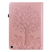For Amazon Fire Max 11 Tree & Deer Embossed Leather Tablet Case(Pink)