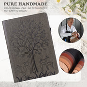 For Amazon Fire Max 11 Tree & Deer Embossed Leather Tablet Case(Grey)