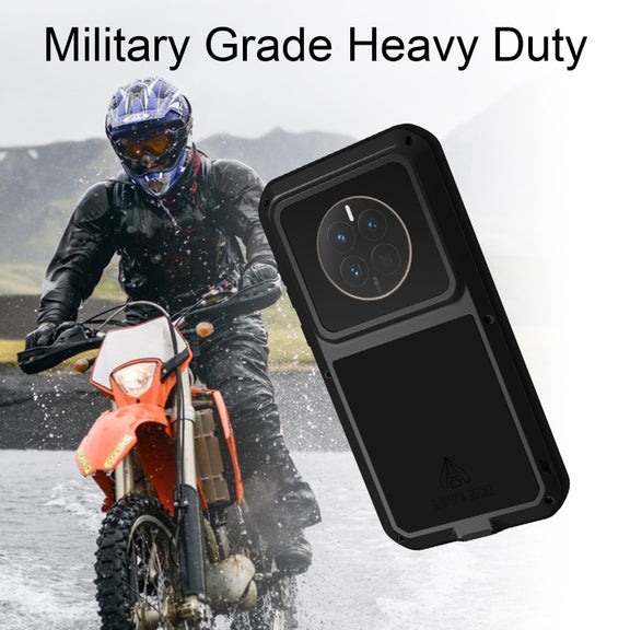 For Huawei Mate 50 LOVE MEI POWERFUL Metal Shockproof Life Water-resistant Dustproof Phone Case(Black)