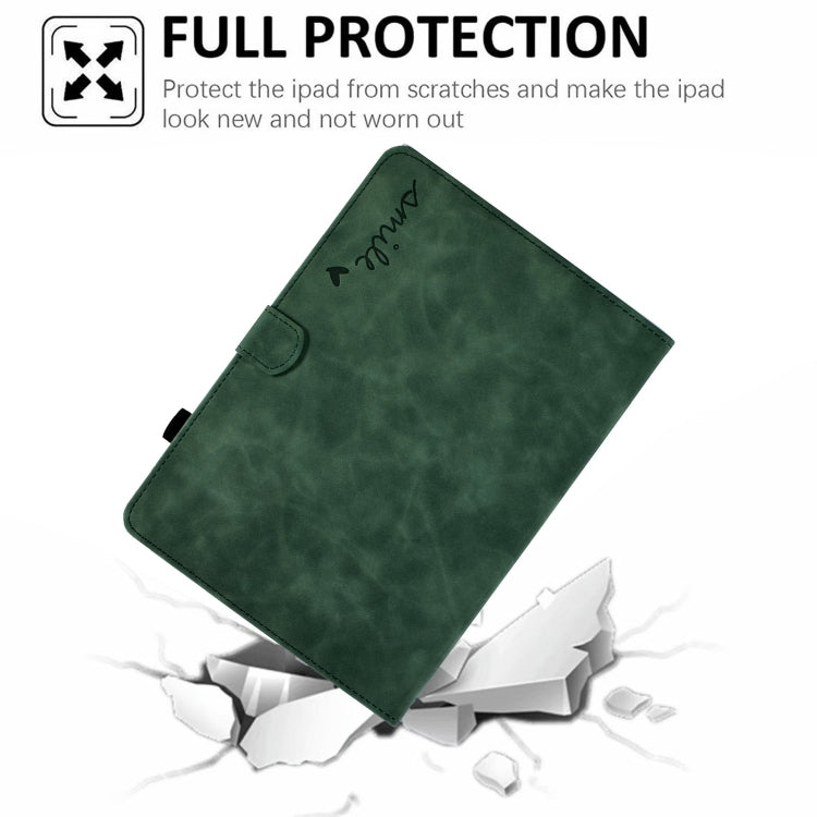 For Amazon Fire Max 11 2023 Embossed Smile Flip Smart Leather Tablet Case(Green)