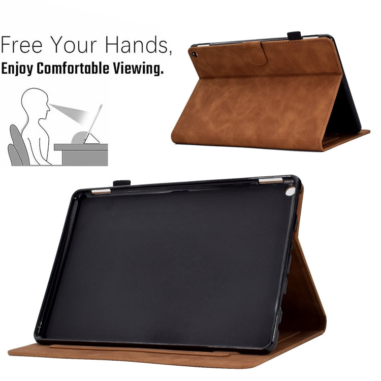 For Amazon Fire Max 11 2023 Embossed Smile Flip Smart Leather Tablet Case(Brown)