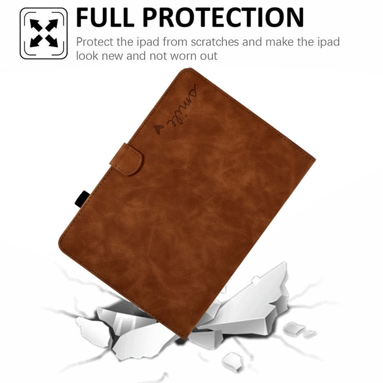 For Amazon Fire Max 11 2023 Embossed Smile Flip Smart Leather Tablet Case(Brown)