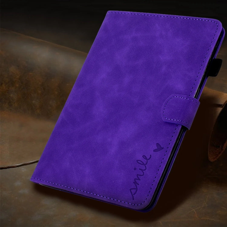 For Amazon Fire Max 11 2023 Embossed Smile Flip Smart Leather Tablet Case(Purple)