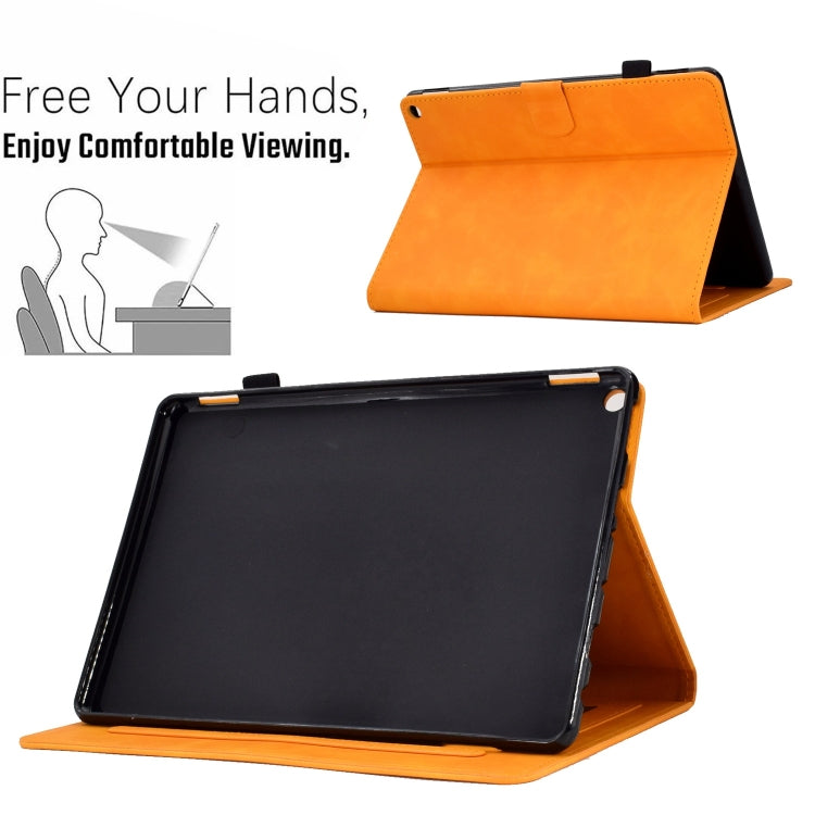 For Amazon Fire Max 11 2023 Embossed Smile Flip Smart Leather Tablet Case(Khaki)