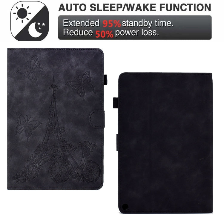 For Amazon Fire Max 11 2023 Embossed Tower Flip Smart Leather Tablet Case(Black)