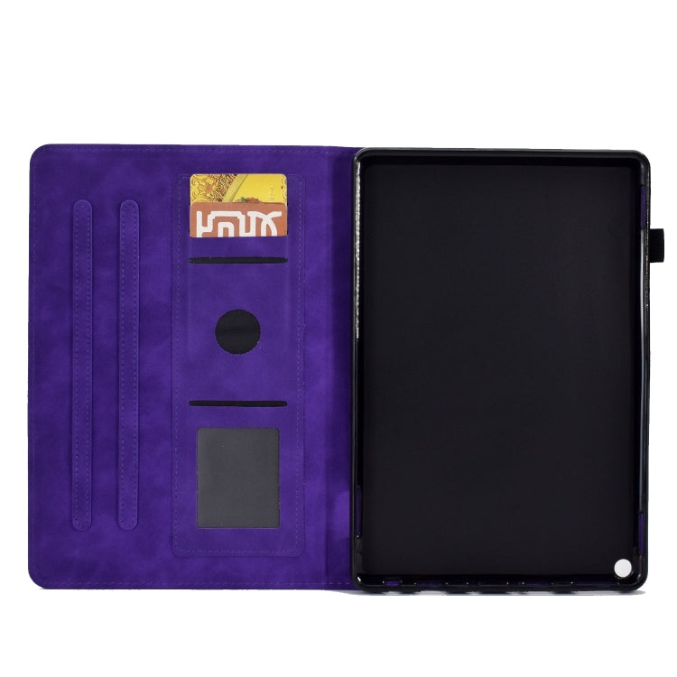 For Amazon Fire Max 11 2023 Embossed Tower Flip Smart Leather Tablet Case(Purple)