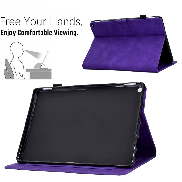 For Amazon Fire Max 11 2023 Embossed Tower Flip Smart Leather Tablet Case(Purple)