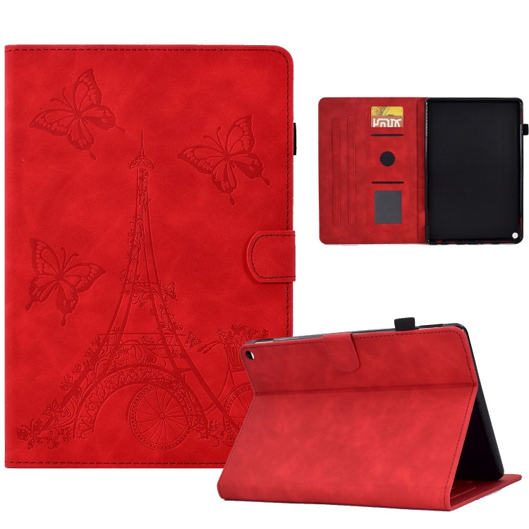 For Amazon Fire Max 11 2023 Embossed Tower Flip Smart Leather Tablet Case(Red)