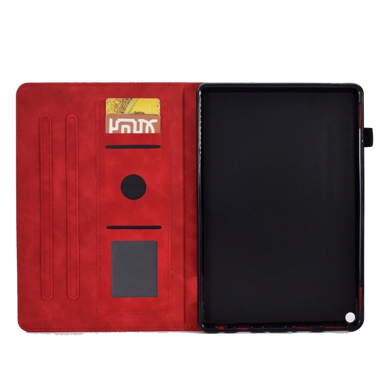 For Amazon Fire Max 11 2023 Embossed Tower Flip Smart Leather Tablet Case(Red)