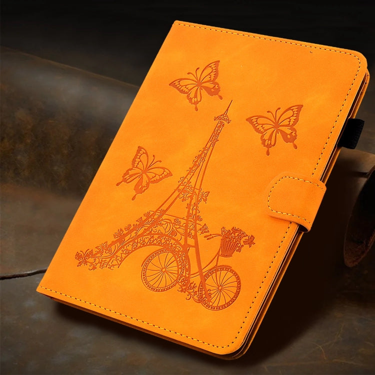For Amazon Fire Max 11 2023 Embossed Tower Flip Smart Leather Tablet Case(Khaki)