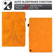 For Amazon Fire Max 11 2023 Embossed Tower Flip Smart Leather Tablet Case(Khaki)