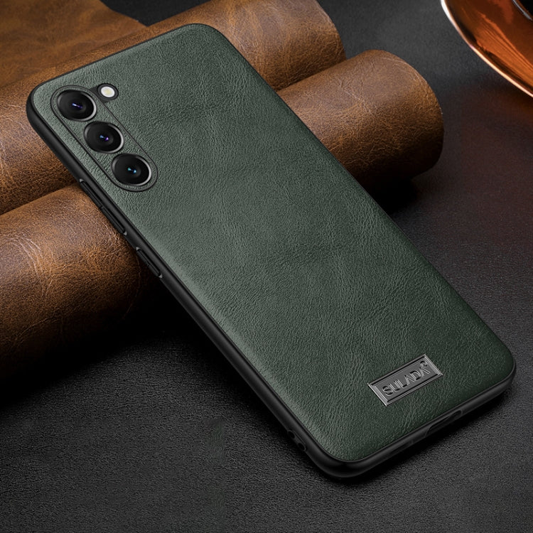 For Samsung Galaxy S25+ 5G SULADA Shockproof TPU Hybrid Handmade Leather Phone Case(Green)