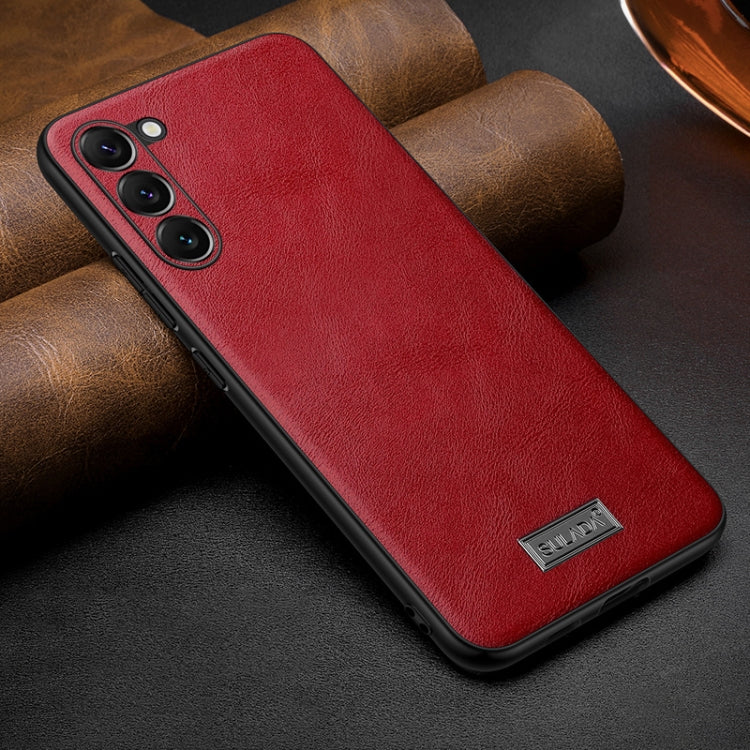 For Samsung Galaxy S25 5G SULADA Shockproof TPU Hybrid Handmade Leather Phone Case(Red)