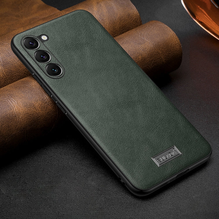For Samsung Galaxy S25 5G SULADA Shockproof TPU Hybrid Handmade Leather Phone Case(Green)
