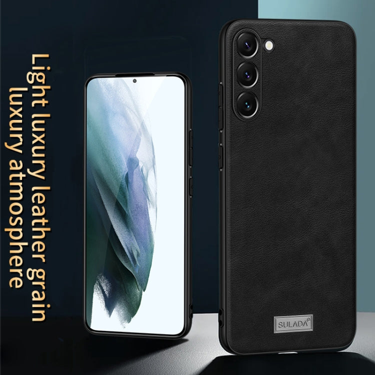 For Samsung Galaxy S23 Ultra 5G SULADA Shockproof TPU Hybrid Handmade Leather Phone Case(Brown)