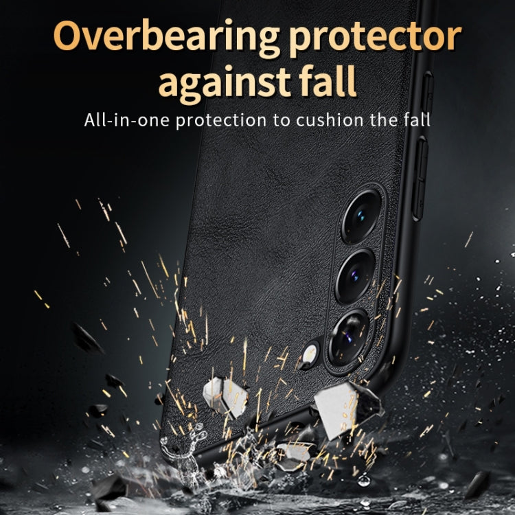 For Samsung Galaxy S25 5G SULADA Shockproof TPU Hybrid Handmade Leather Phone Case(Blue)