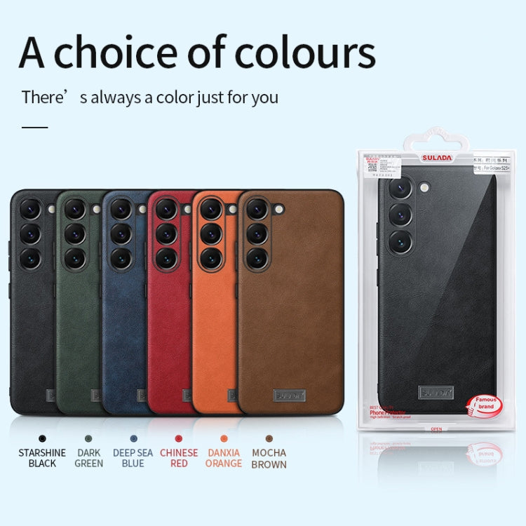 For Samsung Galaxy S24 Ultra 5G SULADA Shockproof TPU Hybrid Handmade Leather Phone Case(Black)