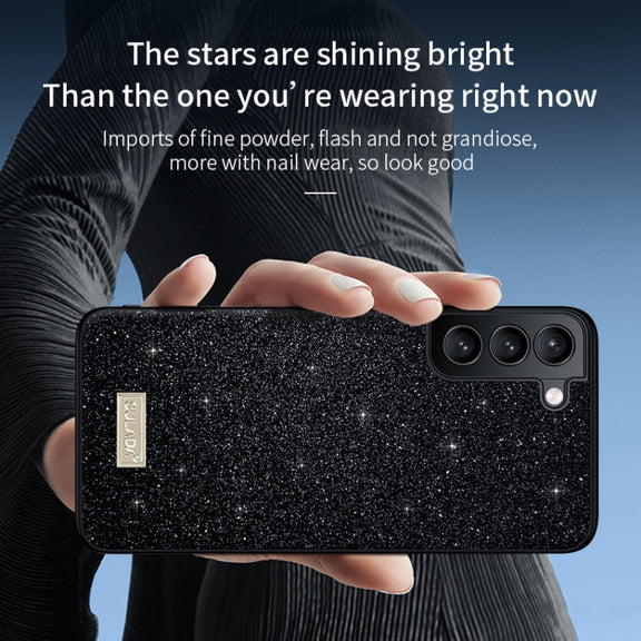 For Samsung Galaxy S24+ 5G SULADA Glittery TPU Hybrid Handmade Leather Phone Case(Gold)