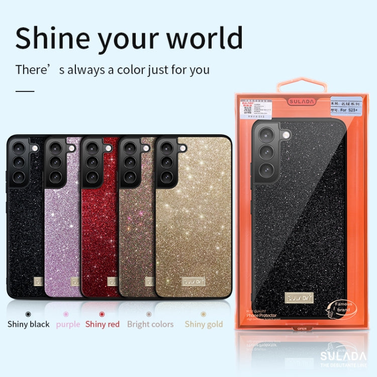 For Samsung Galaxy S24 Ultra 5G SULADA Glittery TPU Hybrid Handmade Leather Phone Case(Red)