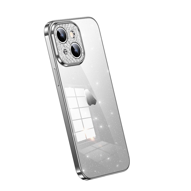 For iPhone 15 Plus SULADA Electroplated Transparent Glittery TPU Phone Case(Silver)