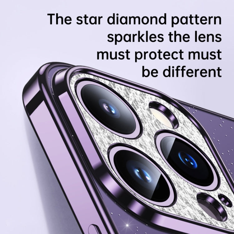 For iPhone 15 Plus SULADA Electroplated Transparent Glittery TPU Phone Case(Silver)