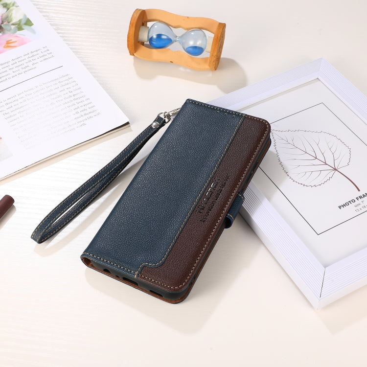 For iPhone 16 KHAZNEH Litchi Texture Leather RFID Phone Case(Blue)