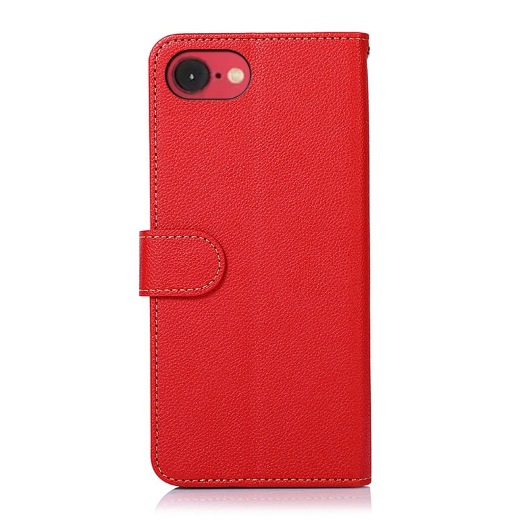 For iPhone 16e KHAZNEH Litchi Texture Leather RFID Phone Case(Red)