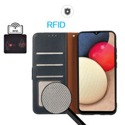 For iPhone 16e KHAZNEH Litchi Texture Leather RFID Phone Case(Blue)