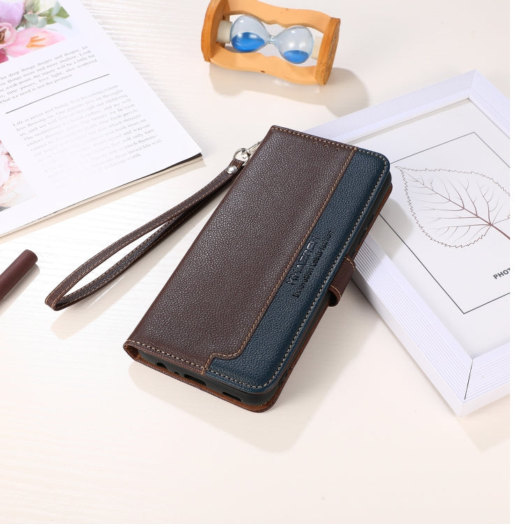 For iPhone 16e KHAZNEH Litchi Texture Leather RFID Phone Case(Brown)