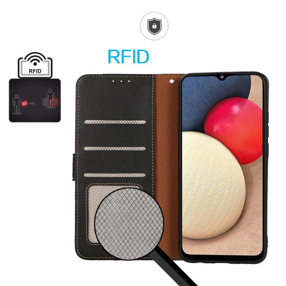 For iPhone 17 KHAZNEH Litchi Texture Leather RFID Phone Case(Black)