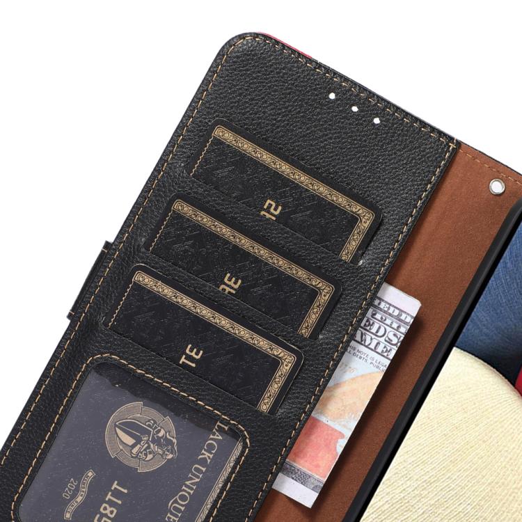 For iPhone 17 Pro KHAZNEH Litchi Texture Leather RFID Phone Case(Black)