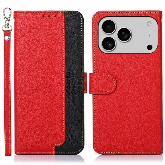 For iPhone 17 Pro KHAZNEH Litchi Texture Leather RFID Phone Case(Red)