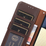 For iPhone 17 Pro KHAZNEH Litchi Texture Leather RFID Phone Case(Brown)