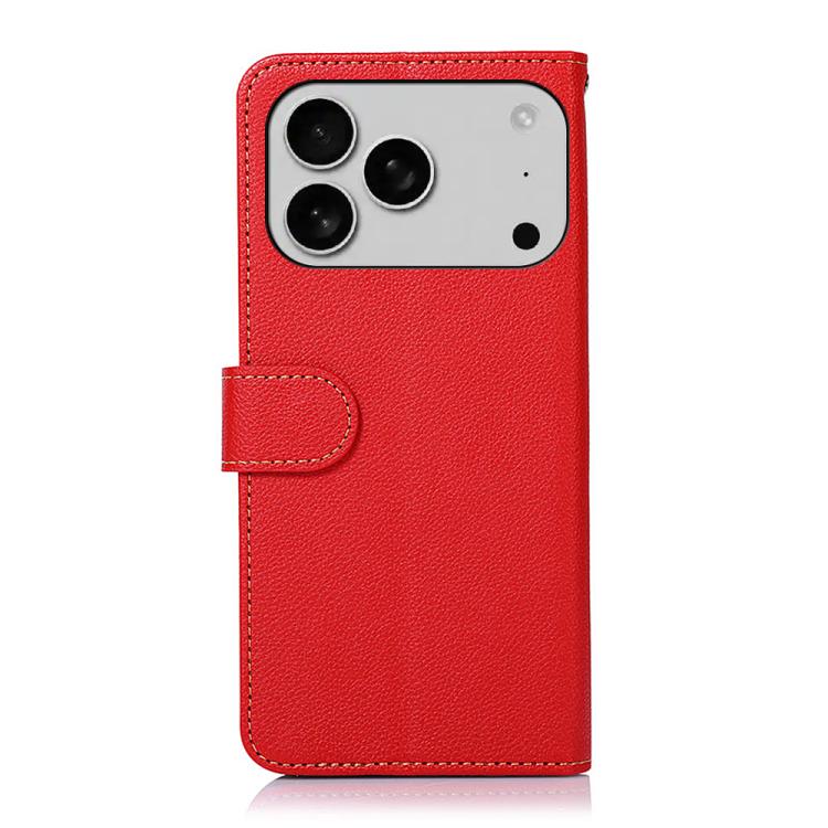 For iPhone 17 Pro Max KHAZNEH Litchi Texture Leather RFID Phone Case(Red)