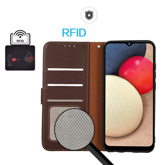 For iPhone 17 Pro Max KHAZNEH Litchi Texture Leather RFID Phone Case(Brown)