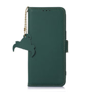 For iPhone 16 Pro Max Genuine Leather Magnetic RFID Leather Phone Case(Green)