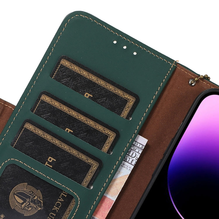 For iPhone 16 Pro Max Genuine Leather Magnetic RFID Leather Phone Case(Green)