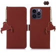 For iPhone 16 Pro Genuine Leather Magnetic RFID Leather Phone Case(Coffee) - iPhone 16 Pro Cases by PMC TechLife | Online Shopping South Africa | PMC TechLife | Buy Now Pay Later Mobicred